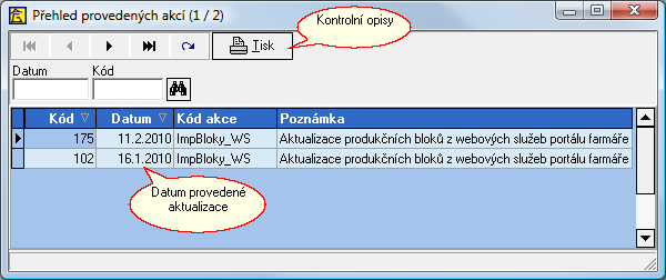 7.3. Import produkčních bloků z programu Agronom Menu: Nástroje, 8 - Importy dat (aktualizace bloků), 2 - Import produkčních bloků z programu Agronom Tuto volbu lze využít, pokud všechny změny výměr