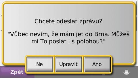 Pokud řidič odpovídá na zprávu dispečera, pak se mu nabídne mimo standardní psaní zpráv Použít klávesnici také použití předdefinovaných zpráv odkaz