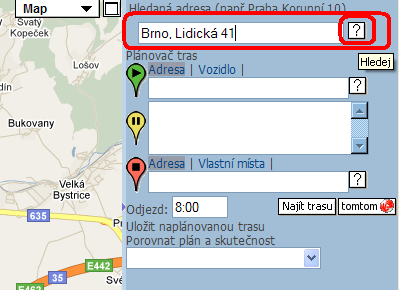 Dispečer může také zaslat tzv. Polohovou zprávu, tedy zprávu řidiči, která obsahuje i souřadnice cíle k navigování.