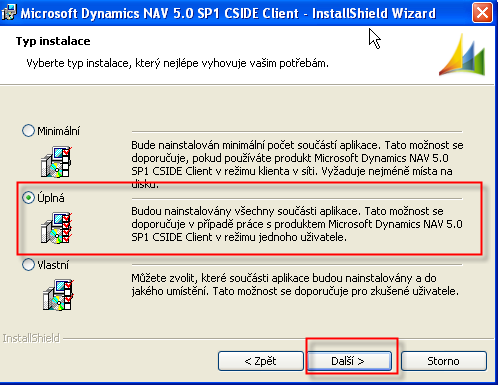 Instalace VI/ Installation V Complete NEXT Dále na
