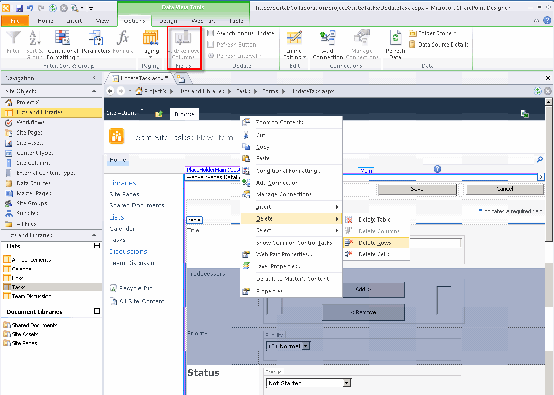 Obr. 6 - Screenshot nástroje SharePoint Designer, zdroj: [] 8.4 Oracle Designer 10g Tento produkt společnosti Oracle je součástí balíku Oracle Developer Suite Release 2.