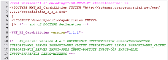 Obrázek 4: Ukázka skriptu v prohlížeči 6.3 GetCapabilities Soubor GetCapabilities je vloţen do xml dokumentu (příloha 1).