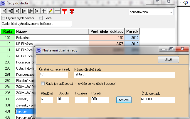 Nastavení číselných řad Této části věnujte pozornost, neboť vám může usnadnit založení číselných řad na rok 2011. Ještě v roce 2010 si upravte definici číselných řad dle následujícího postupu.