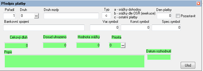 Variabilní symbol: IČ firmy Specifický symbol: Účtování MD/DAL: 524xxx 336xxx Příslušná zdravotní pojišťovna se přiřazuje v nabídce Mzdy -> Karta pracovníka záložka Časové údaje/zdravotní pojištění.