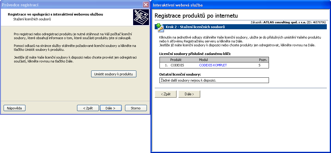 Codexis Systémová příručka 39? 5.3 NASTAVENÍ OPRÁVNĚNÍ AKTUALIZACE A OD 6.2 OD PRODUKTU 7.