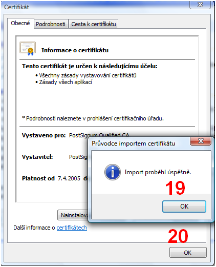 17. Klikneme na Další > 18. Klikneme na Dokončit Obr. č.