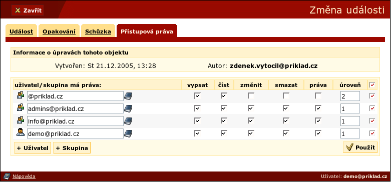 Kapitola 6. Kalendáře 6.5.4. Exportovat do CSV Tato volba je přístupná v horním výběrovém menu Události.