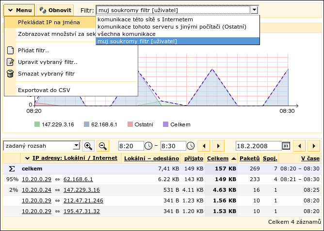Kapitola 8. Účtování Obrázek 8-2. Filtry sít ového provozu. 8.1.