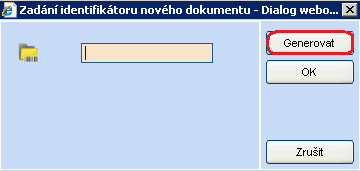 Zobrazí se okno "Zadejte identifikátor