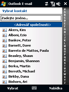 132 Práce s e-maily společnosti a událostmi schůzek Chcete-li zobrazit kontaktní informace účastníka, klepněte na jeho jméno.
