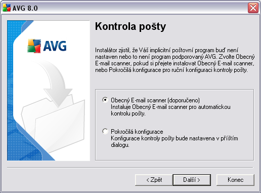 komplexní nástroj pro kontrolu elektronické pošty, který zajišťuje kontrolu pošty při použití libovolného poštovního klienta: V dialogu Kontrola pošty se můžete rozhodnout, zda chcete automaticky