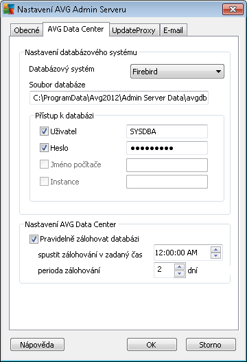 dávat přednost (ve výchozím nastavení je to pokud možno IPv4). Sekce Přístup k serveru V této sekci doporučujeme pro zvýšení bezpečnosti vyplnit uživatelské jméno a heslo pro přístup k AVG DataCenter.