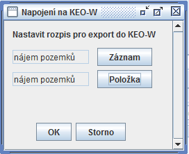 Napojení na KEO-W Poplatky 6) Vybere se záznam v číselníku a Převzít.