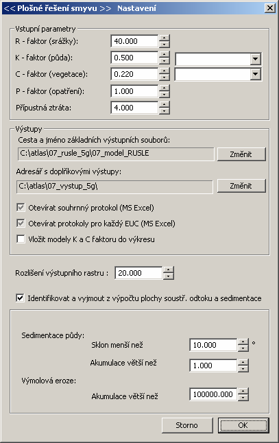 8 Vstupní parametry a nastavení Volba v menu programu otevře dialogové okno základních vstupních parametrů modelu.