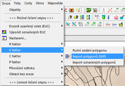 4.2.2 Import půdních dat K faktor Do modelu jsou načteny hranice hlavních půdních jednotek z formátu *.shp.