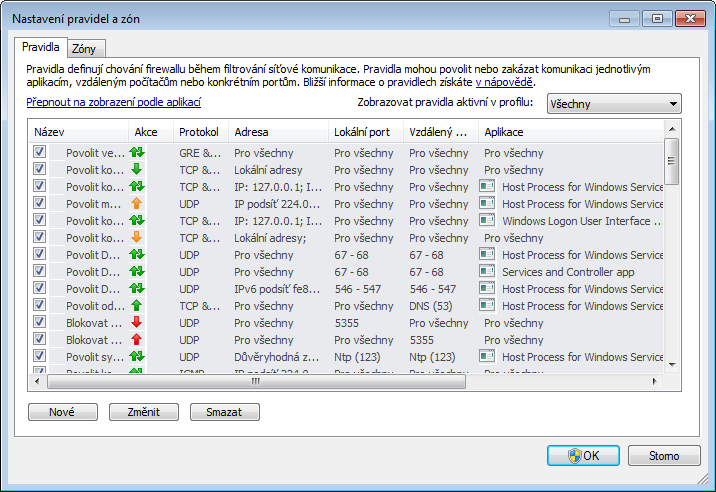 Povolit - povolí komunikaci. Zeptat se - Při detekci odpovídající komunikace se uživateli zobrazí dialogové okno s dotazem, zda povolit, nebo zakázat tuto komunikaci.