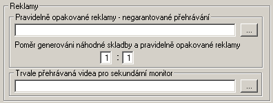 Typy soubor pro: Náhodné skladby Zobrazované skladby Obrázky booklet Seznam p ípon soubor, které budou pou ity pro generování náhodných skladeb. Nap.: *.mp3;*.