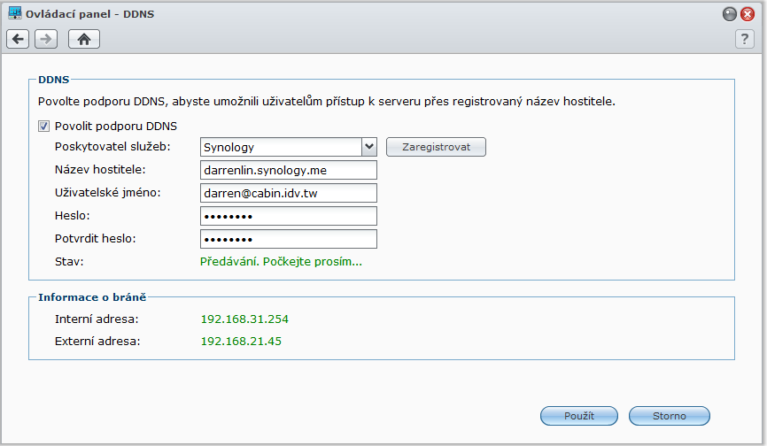 Registrace DDNS pro zařízení DiskStation Uživatelská příručka Synology DiskStation Pro zařízení Synology DiskStation můžete zaregistrovat název hostitele DDNS (Dynamic Domain Name System), který