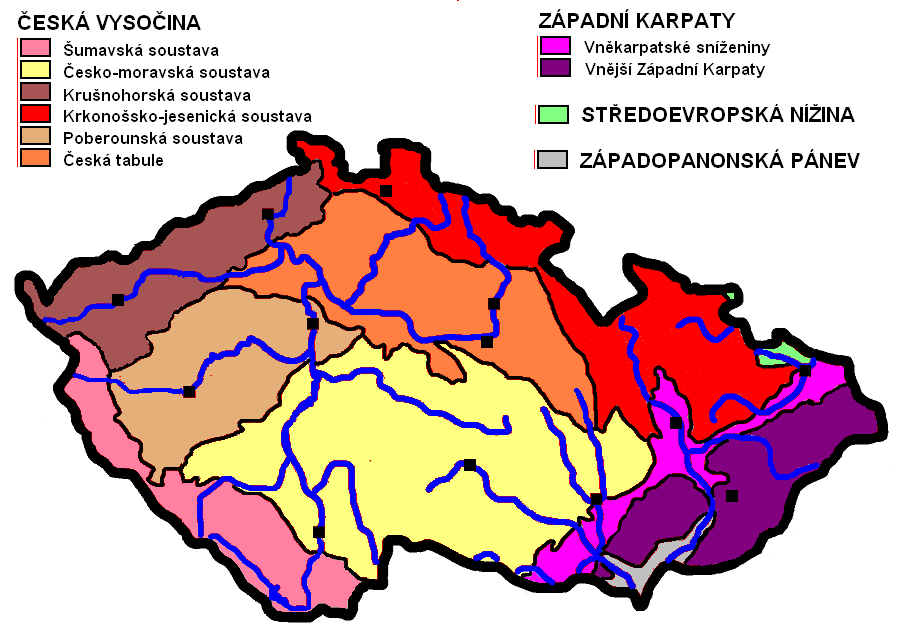 P O V R C H ČR 4 Povrch ČR Povrch ČR je velmi členitý, o čemž svědčí i následující tabulka zastoupení jednotlivých typů povrchů.