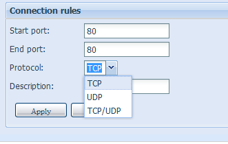 Klepnutím na Add Rule P(řidat pravidlo) přidáte další mapování portů z Internetu za účelem přístupu k poţadovaným sluţbám a klepnutím na Refresh (Obnovit) získáte aktualizovaný seznam.