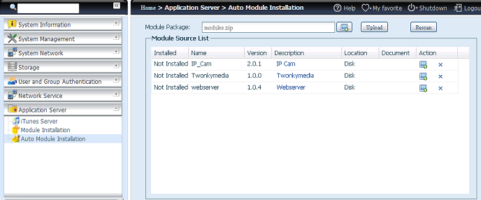 Další moţností, jak automaticky nainstalovat modul, je vyuţití univerzálního CD dodávaného s přístrojem. CD obsahuje soubor modules.zip, který obsahuje všechny s přístrojem dodávané moduly.