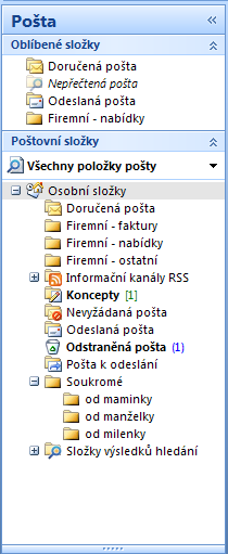 Správa zpráv elektronické pošty Pro vyšší přehlednost se elektronická pošta třídí pomocí složek. Nyní si ukážeme jak složky vytvářet a přesouvat.