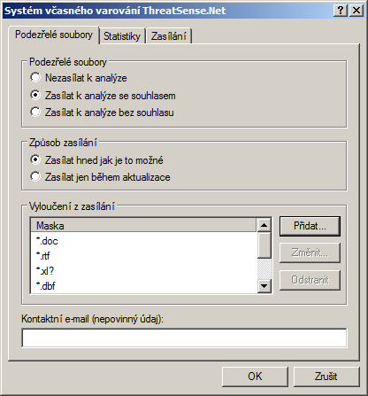Chcete-li, aby k analýze nebyly zasílány žádné soubory, můžete nastavit i tuto možnost.