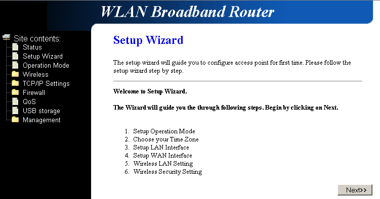 V další části zvolíme režim, ve kterém bude router pracovat. Gateway zvolíme, pokud se připojujeme k Internetu drátově tedy před routerem máme ADSL/kabelový modem atp.