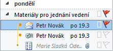 Kapitola 3: Exchange 154 Tisk zprávy Odpověď Hlasování Ve všech případech se zobrazí kontextová karta HLEDÁNÍ, v níž můžeme upřesnit parametry hledání, především vybrat, zda se prohledává aktuální