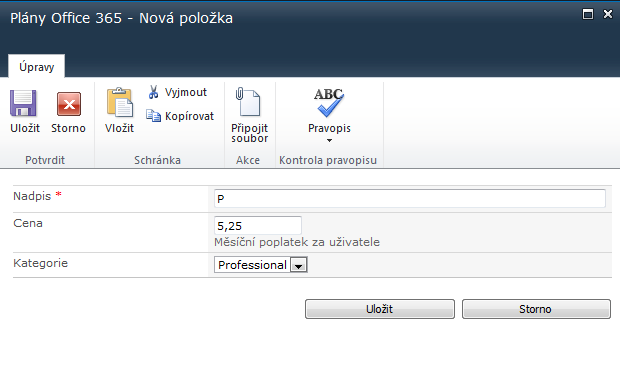 Kapitola 2: SharePoint 36 Plány Office 365 Standardní zobrazení SharePoint umožňuje zaznamenávat data do seznamů, které jsou obdobou seznamů v Excelu či tabulek v Accessu.