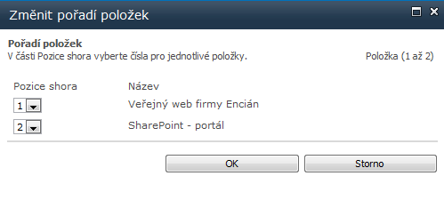 Kapitola 2: SharePoint 38 Změna pořadí Doplníme dva odkazy: Klepneme na odkaz Přidat nový odkaz. Vyplníme parametry odkazu:» Zadejte webovou adresu: https://vsemin.sharepoint.