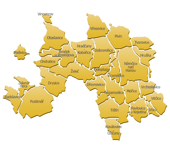 Mapa území MAS Na cestě k prosperitě Rozsah území MAS (členské obce): č.