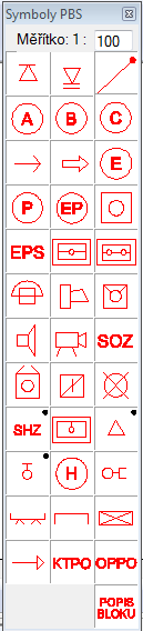 Popis práce s programem - podrobněji Spouštění jednotlivých funkcí probíhá pomocí výběru jednotlivých ikon z panelu nástrojů Výkres PBS nebo pomocí zadání příkazu na příkazové řádce.