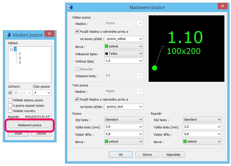 Pozicová čísla Nové a přehlednější nastavení parametrů pozicových čísel.