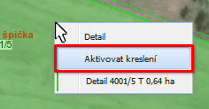 3.2 Základní postupy kreslení Obecně uživatel řeší 3 situace při kreslení: 1. Vytvoření nového zákresu čehokoliv (viz kap. 3.2.1) 2. Editace zákresu (viz kap. 3.3.2) 3. Smazání zákresu (viz kap. 3.2.3) Pokud chcete jakkoliv kreslit, musíte mít zapnutý režim kreslení.