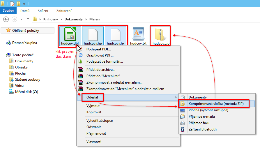 Tip: Soubor ZIP můžete kromě jiných způsobů vytvořit také pomocí vestavěného nástroje ve Windows. V aplikaci Průzkumník souborů označíte soubory (např.