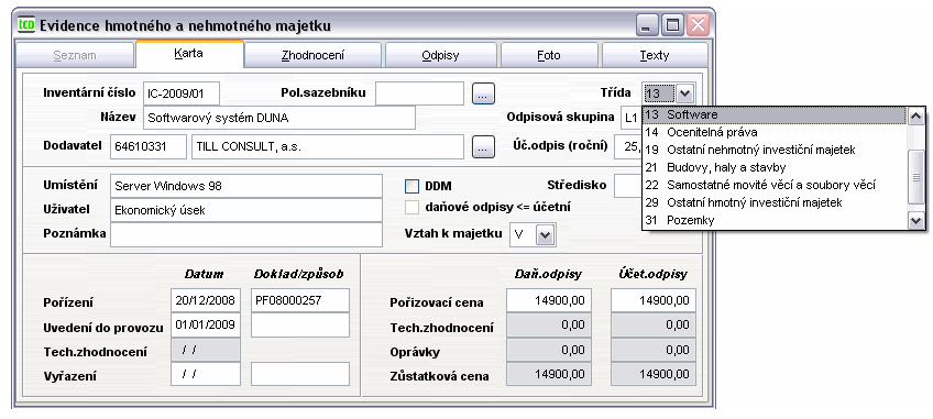 účetní účely, ale není hmotným majetkem pro daňové účely. V tomto případě mají účetní odpisy daňovou povinnost.