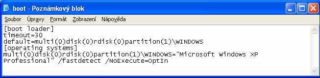Ntldr SPOUŠTĚNÍ II chráněný režim procesoru, celá fyzická paměť vytvoření stránkovacích tabulek boot.ini, výběr OS a přepínačů (/BootLog..) ntdetect.