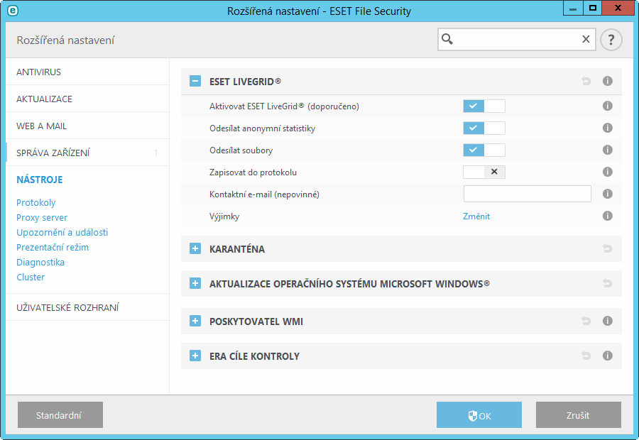 8.2.5.5.1 Poskytovaná data Všechny WMI třídy patřící k produktu ESET patří do jmenného prostoru root\eset.