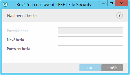 7.2.1 Ochrana nastavení heslem Správné nastavení ESET File Security je velmi důležité pro zachování celkové bezpečnosti systému a jeho neoprávněná změna může vést ke snížení stability a ochrany