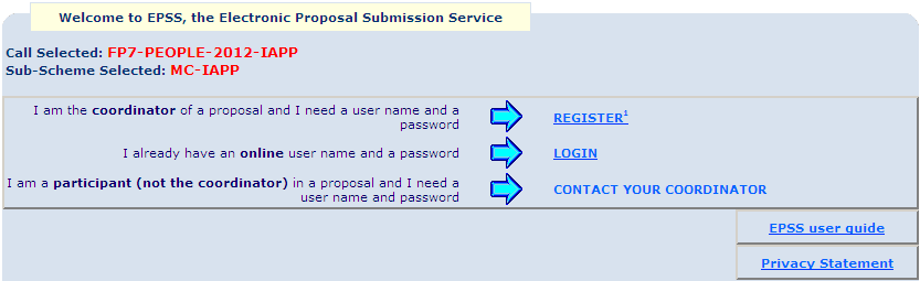 REGISTRACE PROJEKTOVÉHO NÁVRHU Přes EPSS (European Proposal Submition System) internetová aplikace na podávání projektových návrhů