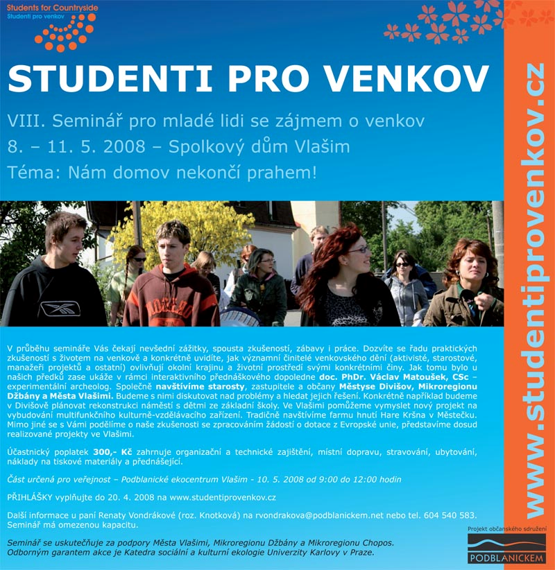 Venkovské noviny, DUBEN 2008, číslo 4 / 2008 Vyhlášení soutěže Vesnice roku 2008 Na 29. Dni malých obcí, které organizuje firma Triáda s.r.o., konaném dne 4. března 2008 v Praze a 11.