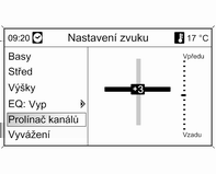 124 Informační systém Nastavení zvuku Navi 600 V nabídce nastavení zvuku je možné nastavit vlastnosti zvuku rozdílně pro každé vlnové pásmo rádia a každý zdroj zvukového přehrávače.