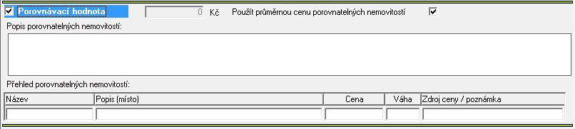 Karta Obvyklá cena Karta Obvyklá cena slouží ke stanovení výsledné obvyklé ceny odhadcem.