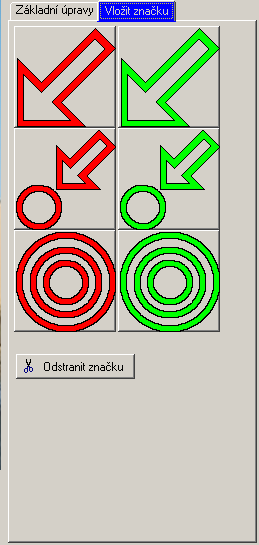 Vložení značky do obrázku se provede tak, že panel nástrojů přepnete na záložku Vložit značku.