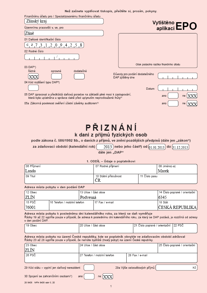 PŘÍLOHA P VII: DAŇOVÉ