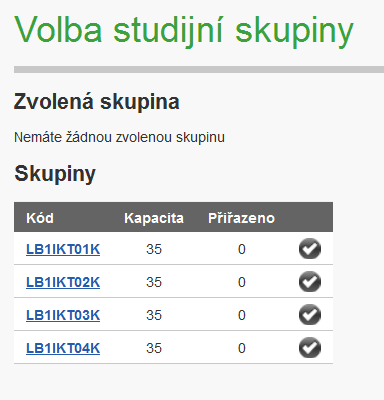 3.2 Volba studijní skupiny Menu: Rozvrh > Volba studijní skupiny Tato možnost byla nově implementována od ledna 2011 pro studenty kombinované formy fakulty FEI.