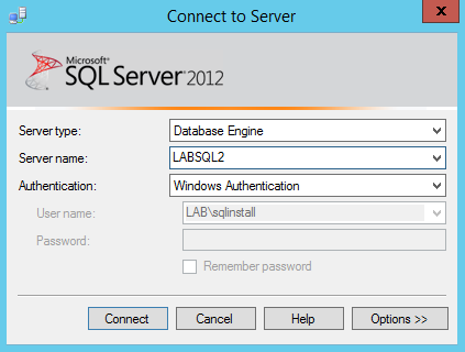 3.5. Instalace SQL Serveru Obrázek 3.8: SQL Server Management přihlášení se k instanci (viz obrázek 3.9), čímž zrušíme paralelní zpracování.