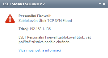 Obrázek 15: Výstražná hláška firewallu na serveru neprovozují na obyčejné klientské stanici jako v této ukázce. Pokud by webový server běžel např.