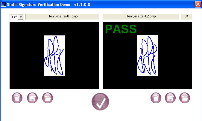 Biometrická verifikace podpisu Porovnání sejmutého podpisu